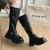 Retro thick-heeled thick-soled boots for women's 2025 autumn and winter new boots, tall and thin belt buckle British knight boots