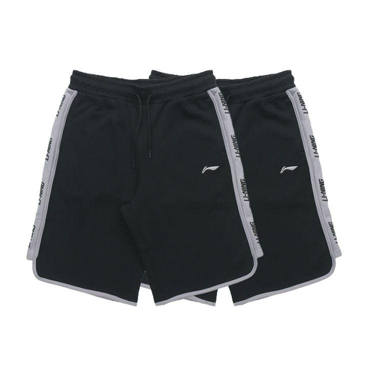 Li Ning Sports Fashion Series Side Panel Printed Loose Sports Casual Shorts Men Shorts Black AKSR285-2