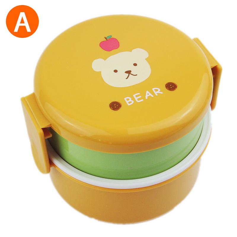 540 ml Portapranzo Animali Giapponese Doppio Strato Rotondo Mini Bento Box Scatola Portafrutta per Bambini Scatola per Snack Microonde Portapranzo per Bambini
