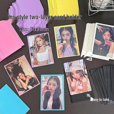 Transparent Two-Layer Macaron Color Card Holder for Photos and Small Cards