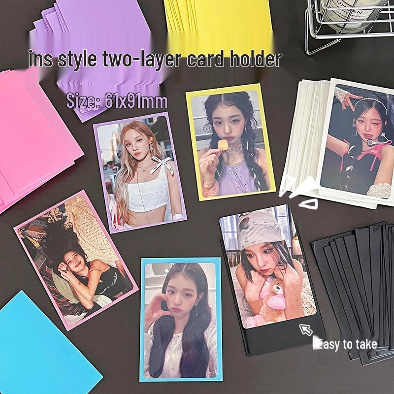 Transparent Two-Layer Macaron Color Card Holder for Photos and Small Cards
