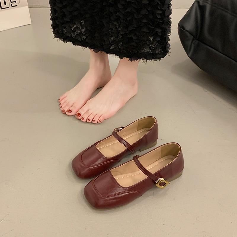 Silver Mary Jane shoes women's head French word with thick heel temperament gentle light mouth 2025 new single shoes flat bottom