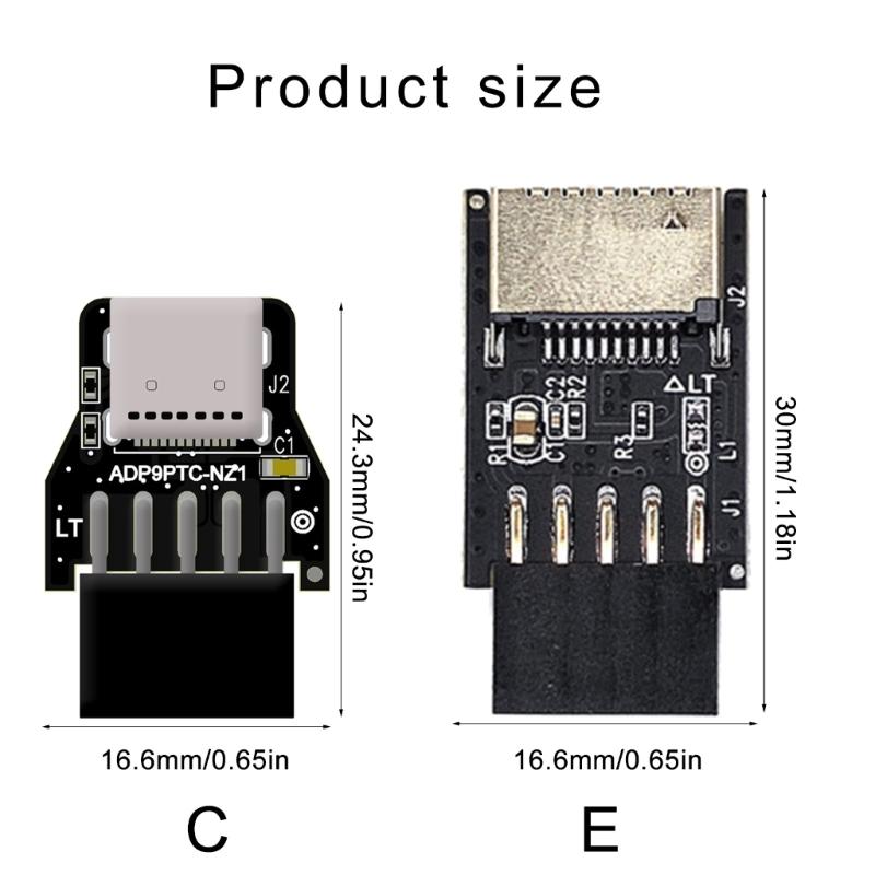 Fast Speed USB 2.0 to Type C/TypeE Internal Motherboard Adapter, 9pin Front Panel Header Fast Data Transfer