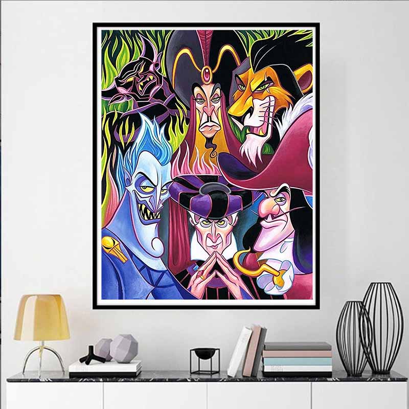 Disney Diamond Painting Classic Male Villain Group Portrait Art Painting 5D Mosaic Art DIY Cross Stitch Embroidery Set Full Diamond HomeDecorationGift