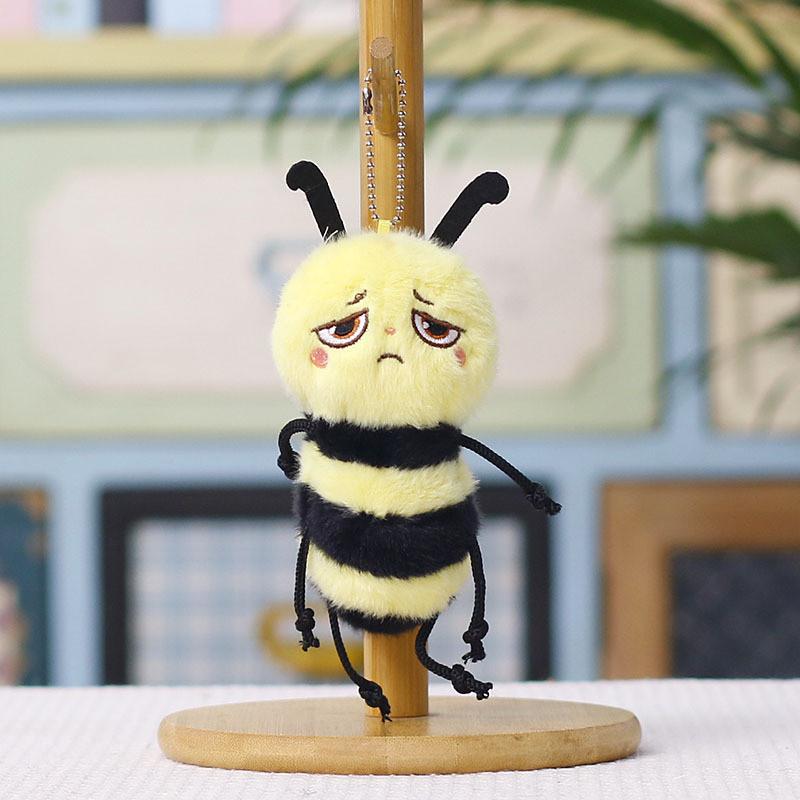 Cute Bee Plush Keychain With Pp Cotton Filling For Backpack Decor And Gift Idea