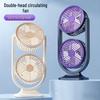 Dual-Head USB Rechargeable Fan: Powerful Wind, Long Battery Life, Circulating Desktop Electric Fan