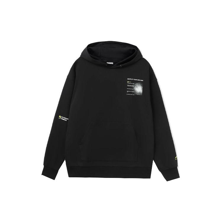 Li Ning Skateboard Sweatshirts Unisex Black Hooded Moderate Regular AWDR451-1