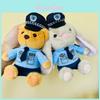 Police Bear Rabbit Plush Keychain With Soft Short Pile For Kids And Car Decor