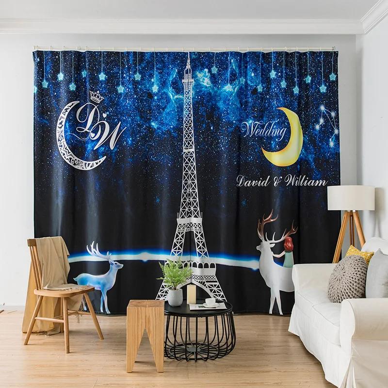 Outer Space Astronaut Pattern High Blackout Curtains Whale Planet Sci-Fi Indoor Shading Drape Children Bedroom Curtain New Style