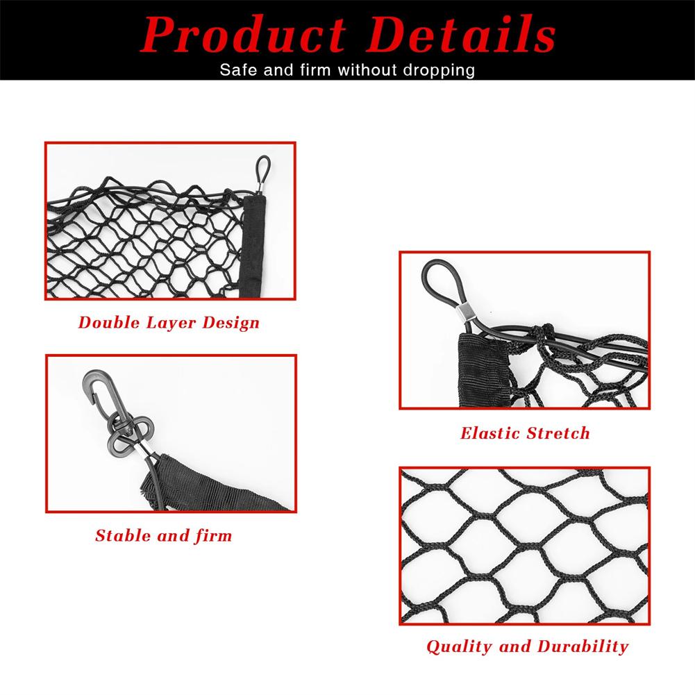 Auto Cargo Net Trunk Storage Net Double-layer Vertical Mesh High-elastic Mesh Enhanced Load-bearing For Road Trips