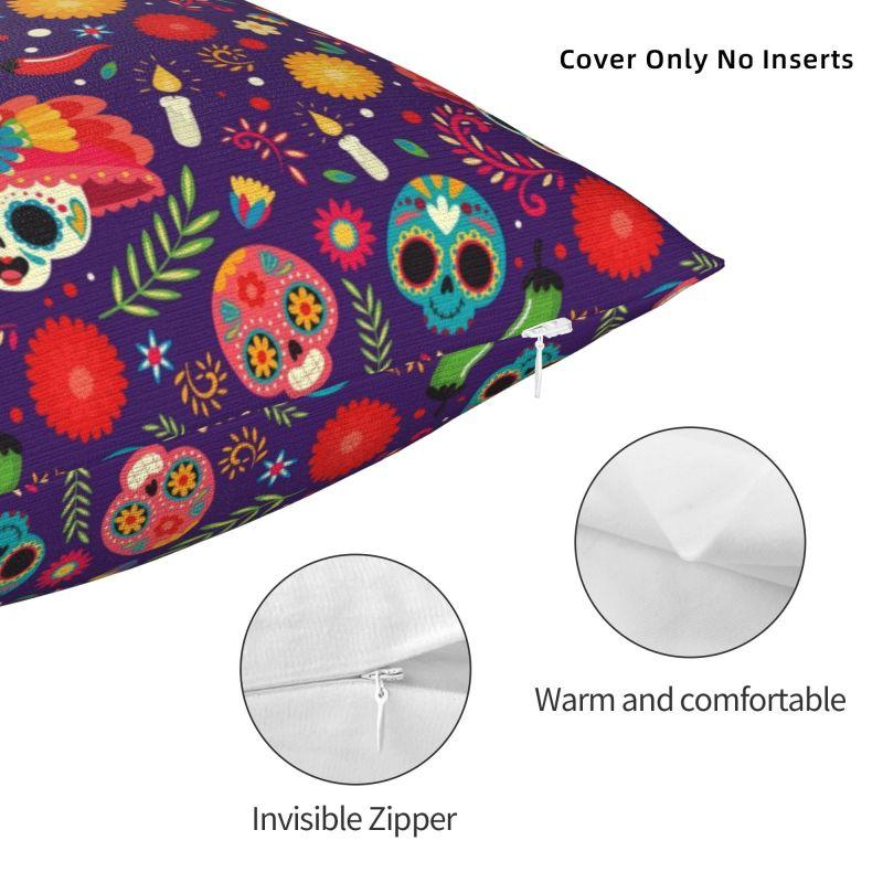 Day Of The Dead Floral Cushion Cover 40x40cm Halloween Sugar Skull Velvet Luxury Pillow Case Living Room Decoration