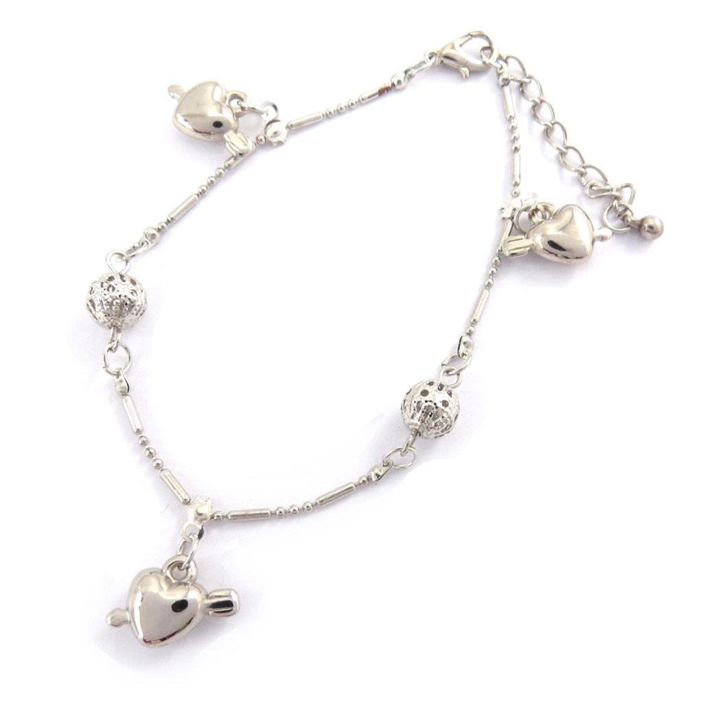 Les Trésors De Lily [K0644] - Silver 'Love' Ankle Chain