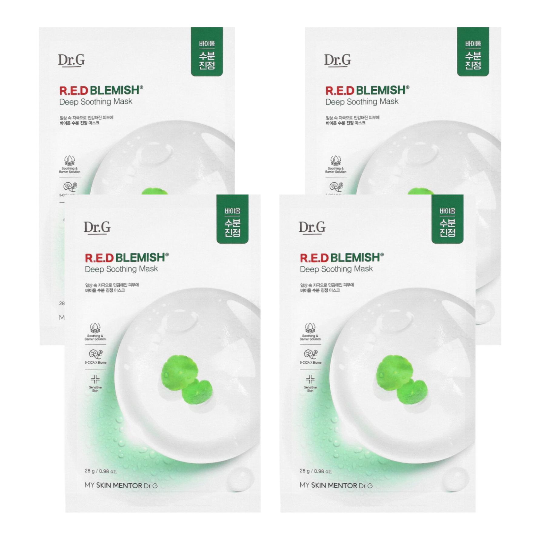 

Doctor.G Red blemish deep soothing mask 4 x 28 g - Soothing sheet mask, set of 4