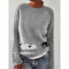 Women's Round Neck Long Sleeve Fair Isle Knit Sweater Regular Fit Casual Pullover Top