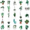 50 Sheets Cartoon Style Green Plants Decorative Stickers for Suitcases, Skateboards, and Cars