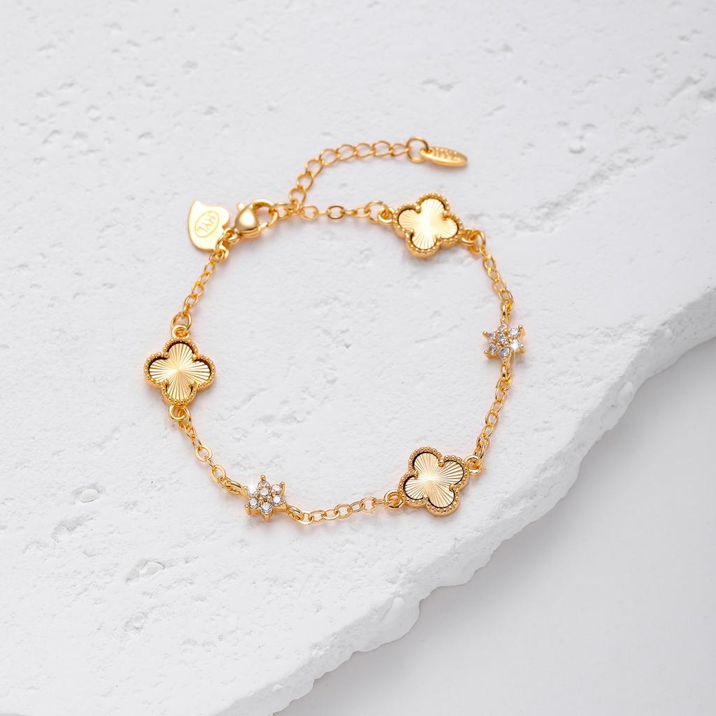 Clover Bracelet Color Preserved Gold Silver Inlaid Zircon Bracelet