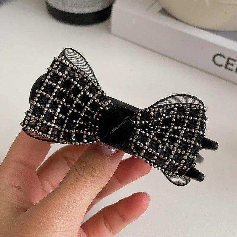 

Новинка 2023 года, заколки для волос с бантом в стиле ретро, ​​женские роскошные жемчужные черные заколки для волос, заколки для волос, женские вечерние аксессуары для волос