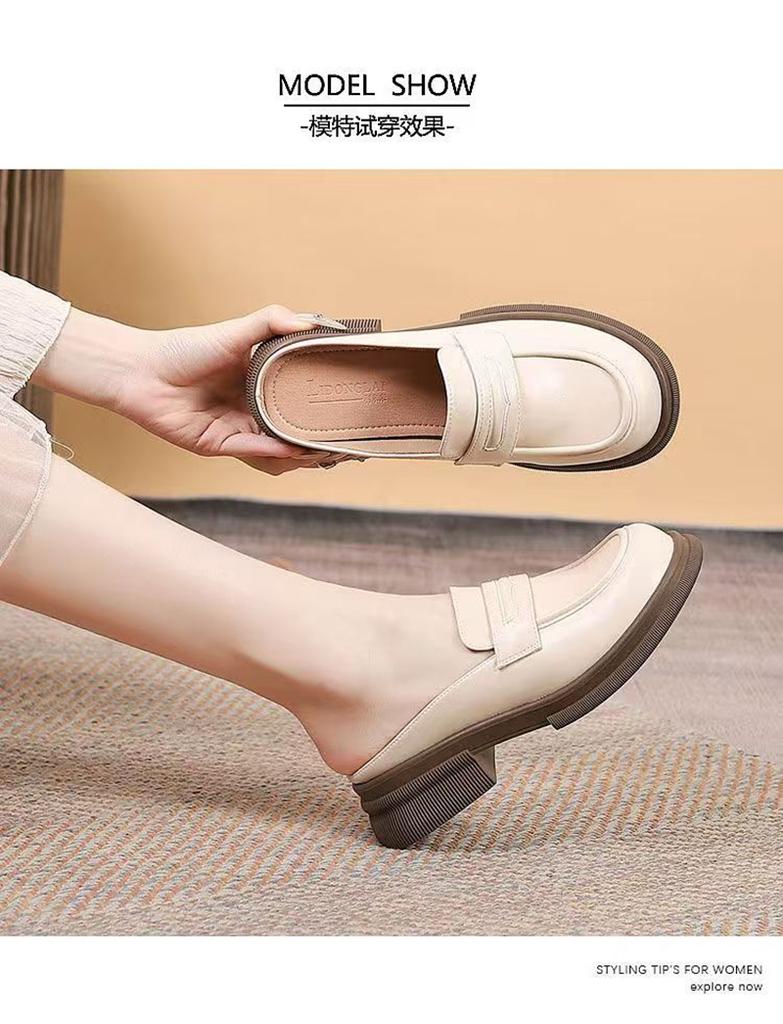 New Thick Bottom Round Head Rear Air Mouller Slippers for Women's Flat Flat Casual Cool Slippers