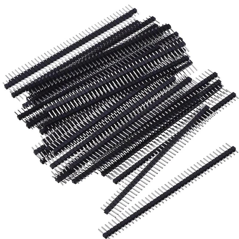 10pcs 40 Pin 1x40 Single Row Male And Female 2.54 Breakable Pin Header Connector Strip For Arduino Black