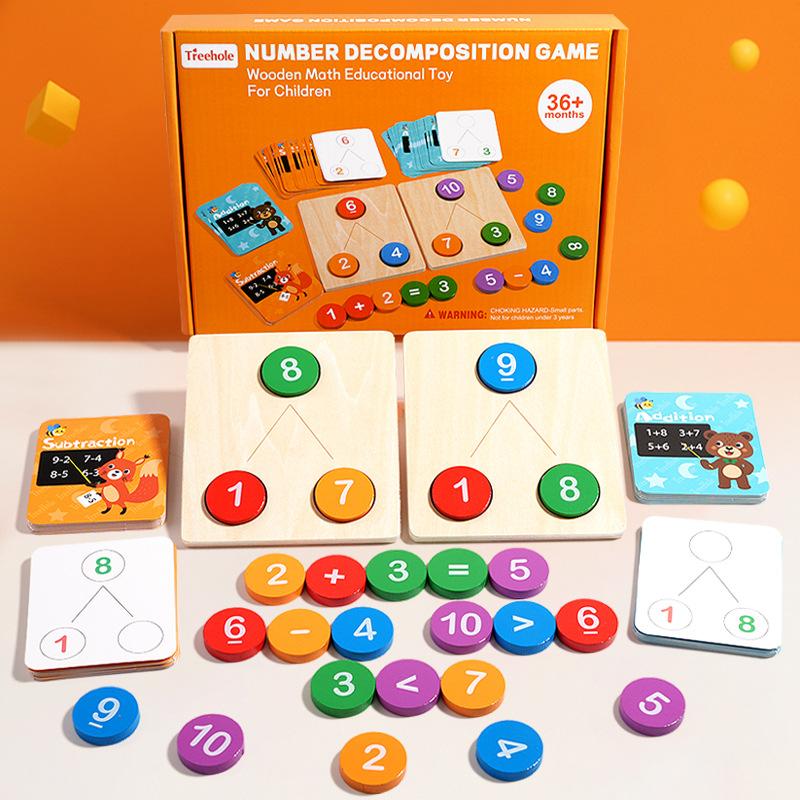 Children's Wooden Number Decomposition Addition Subtraction Operation Montessori Logical Thinking Training Math Educational Toys