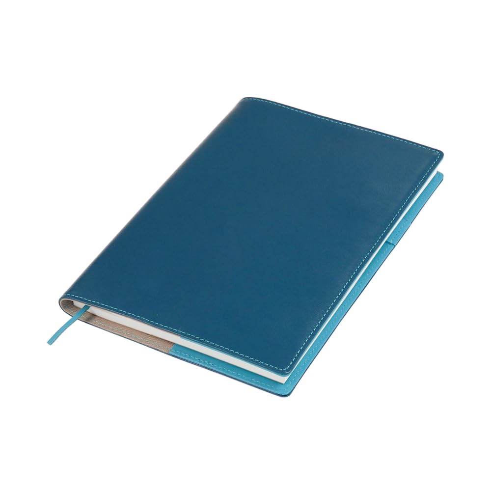 

(Seal) A5 Size Soft Leather Notebook Cover (05. Blue-Green x Turquoise)