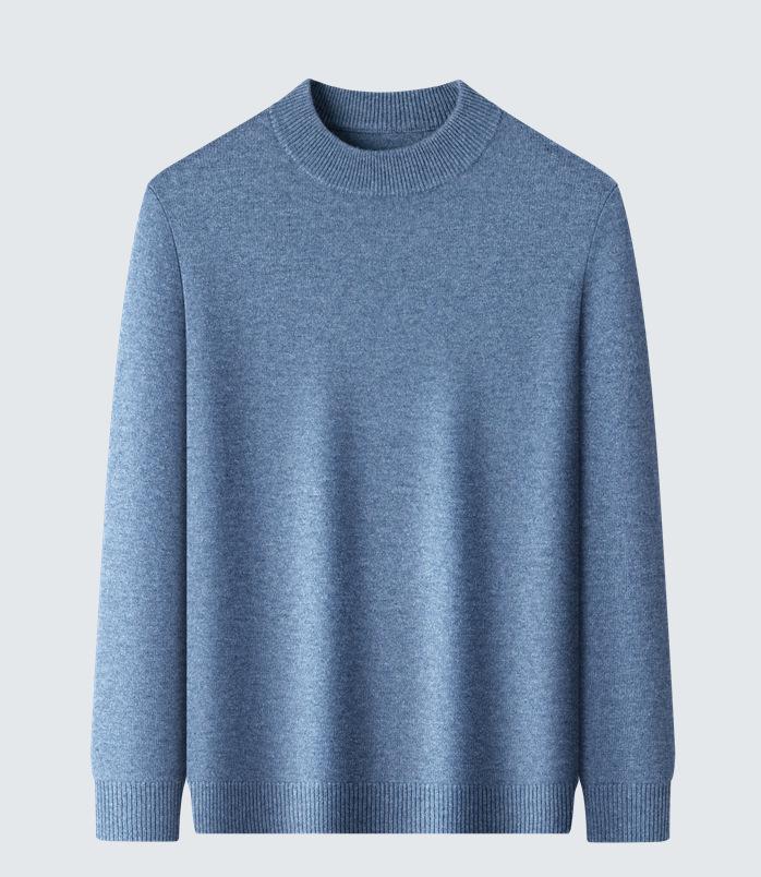 Herren Kaschmir Pullover mit halbem Reißverschluss, dicke Wolle, Langarm, Winter Baselayer