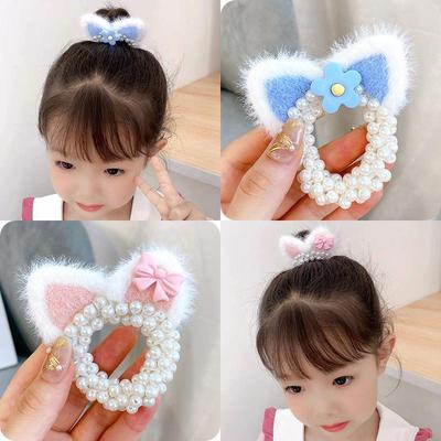 1 pz orecchio di gatto perla ragazze bambini carini fasce elastiche per capelli bambini cravatte per capelli accessori per capelli principessa copricapo per bambini