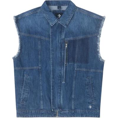 Vests Unisex Blue Lapel Moderate Denim 10027211-A01