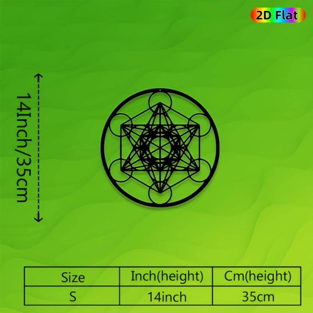 

1pc Metatron s Cube Wall Art Golden White Black Iron Metal Geometric Hebrew Lettering Meditation Yoga Studio Office Minimalist Spiritual Mural S/14inches/35cm чёрный