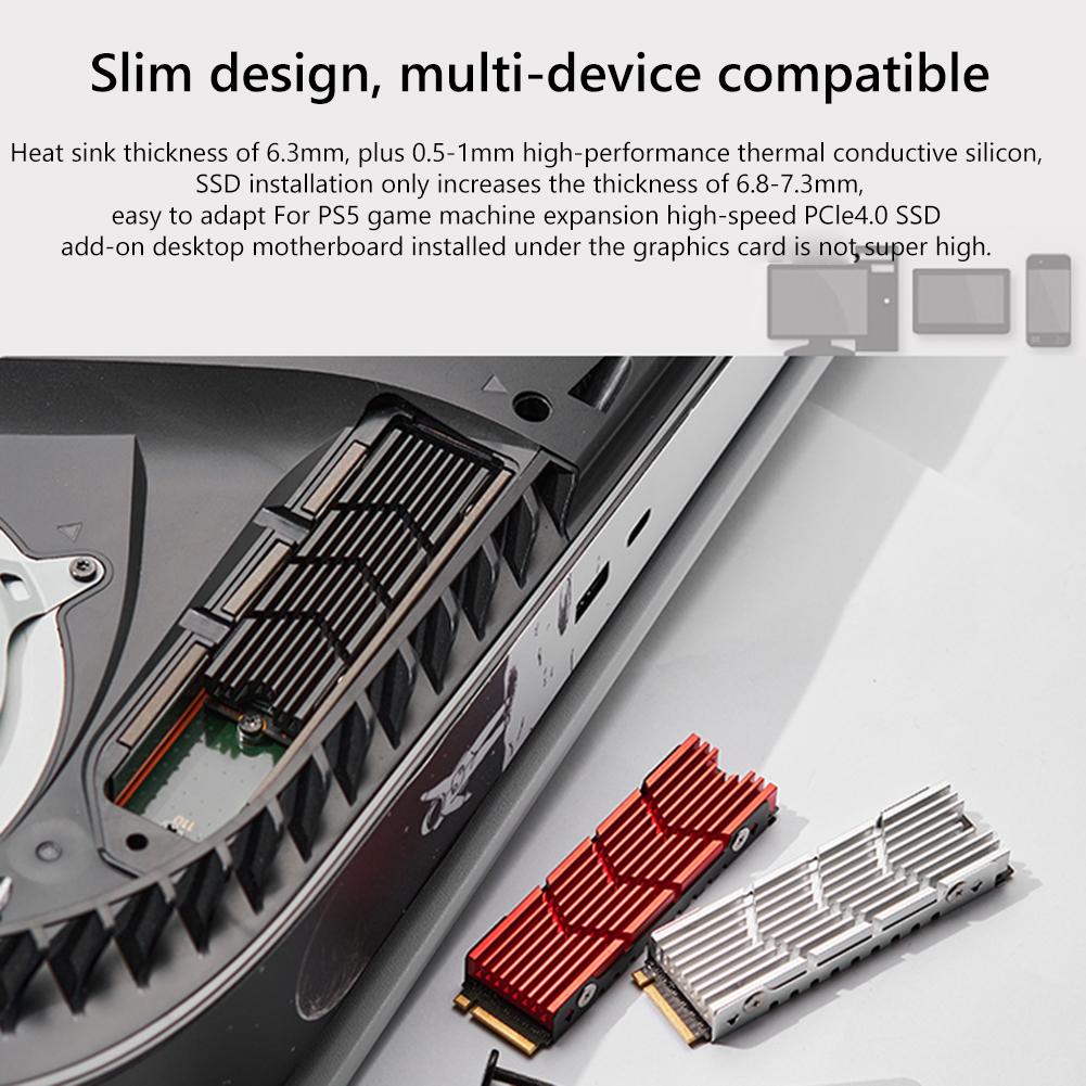 M.2 2280 SSD Radiator Heat Sink NVME NGFF Solid State Hard Disk Aluminum Alloy Heatsink with Thermal Silico for PS5 Game Console