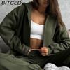 BITCED Casual American-style Autumn/winter Cardigan Set Sporty Streetwear-inspired Long-sleeved Women's Jacket and Trousers Two-piece