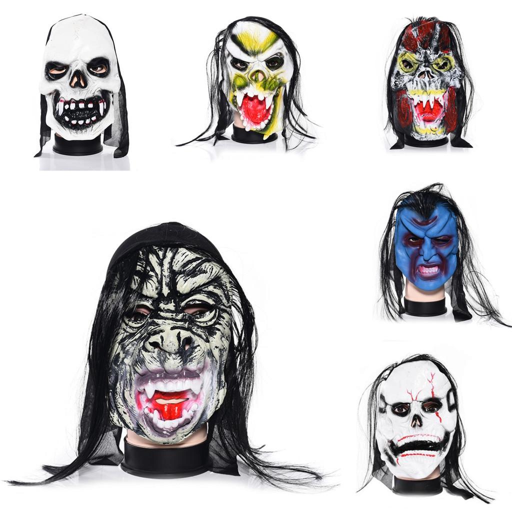 Horror Skeleton Ghost Mask Headwear Halloween Masquerade Costume Latex Props