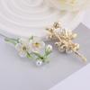 Imitation Pearls Jasmine Flower Brooch Rhinestones Decorations Lapel Pin Accessories Brooches Pin