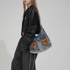 Women's shoulder and crossbody denim bags versatile zipper large capacity backpack bag