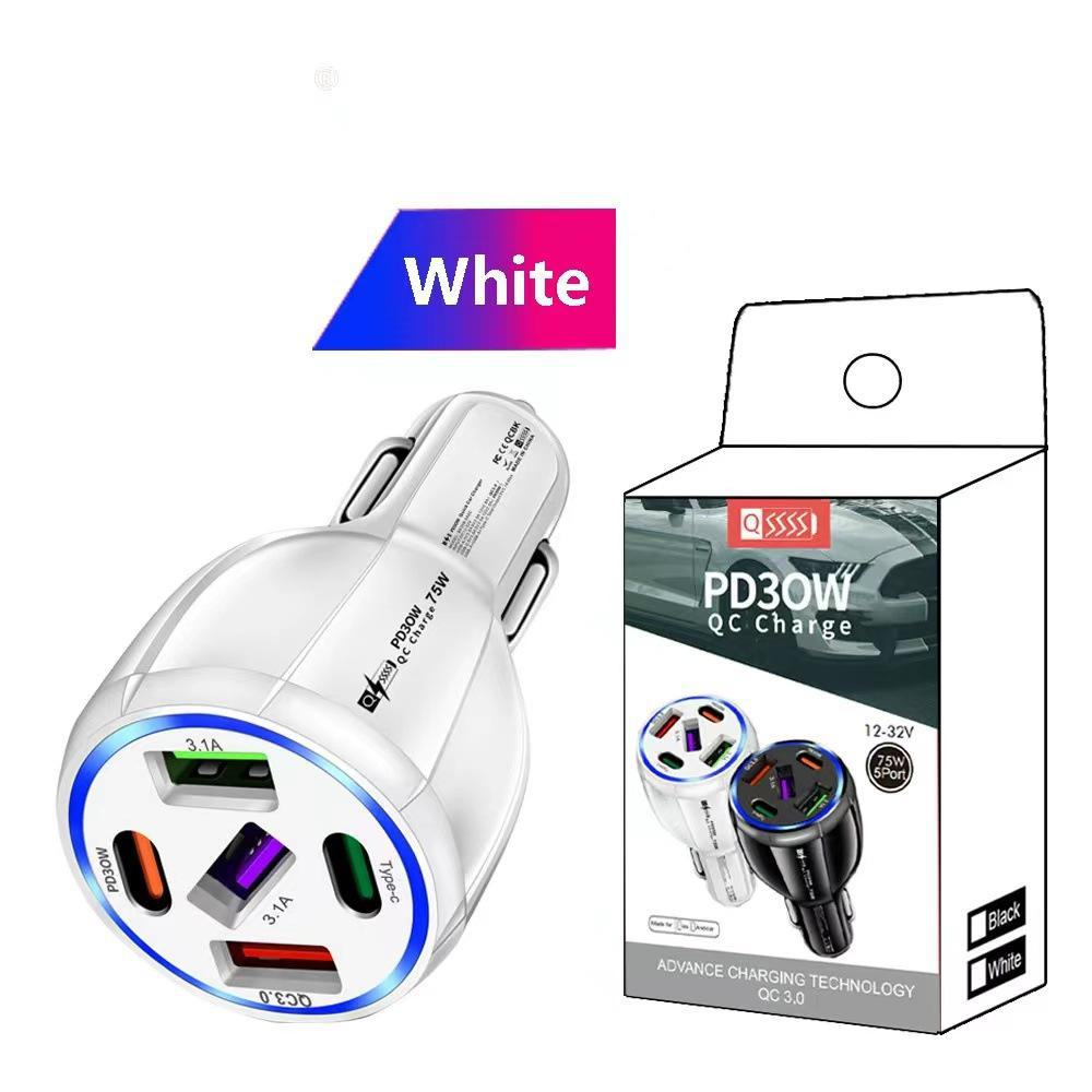 Fast Charging Car Charger - 3 USB Ports + 2 PD, CE FCC RoHS UL Certified