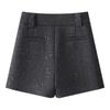Women's Woolen High Waist A-Line Gray Shorts - Thickened Winter 2024 Collection