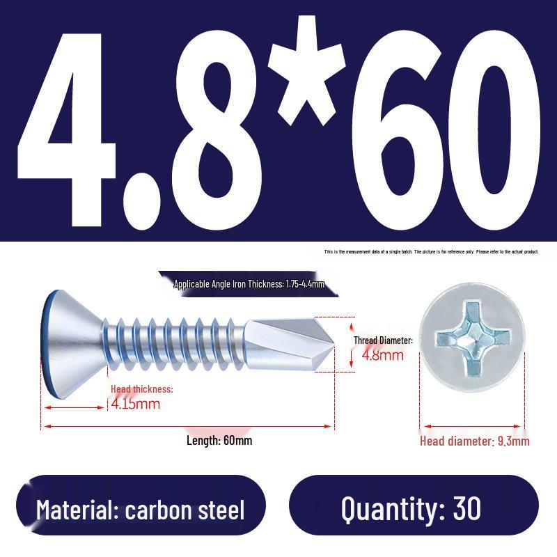 Phillips Flat Head Blue Zinc Plated Stainless Steel Self-Drilling & Self-Tapping Screws M3.9-M5.5