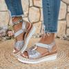 Sandalias de Cuña de Moda para Mujer 2024 Verano Sandalias de Plataforma con Estampado de Serpiente Zapatos de Gladiador Mujer Comodidad Casual Tacones Medios Altos Sandalias