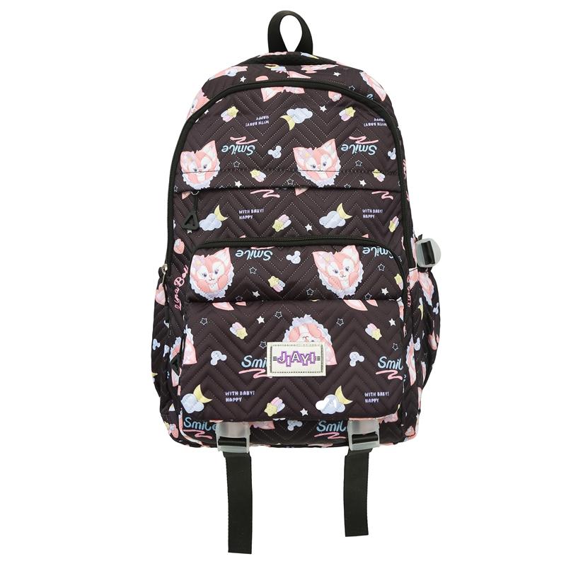Grade 3-6 Schoolbag for Girls Fox Print Backpack Children Lightweight Backpack