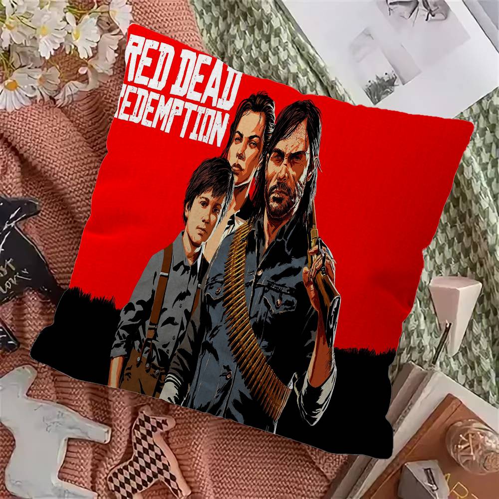 Red Dead R-Redemption Office Cushion Pillowcase Car Cushion Cover45X45CM Lumbar Pillowcase Sofa Pillowcover