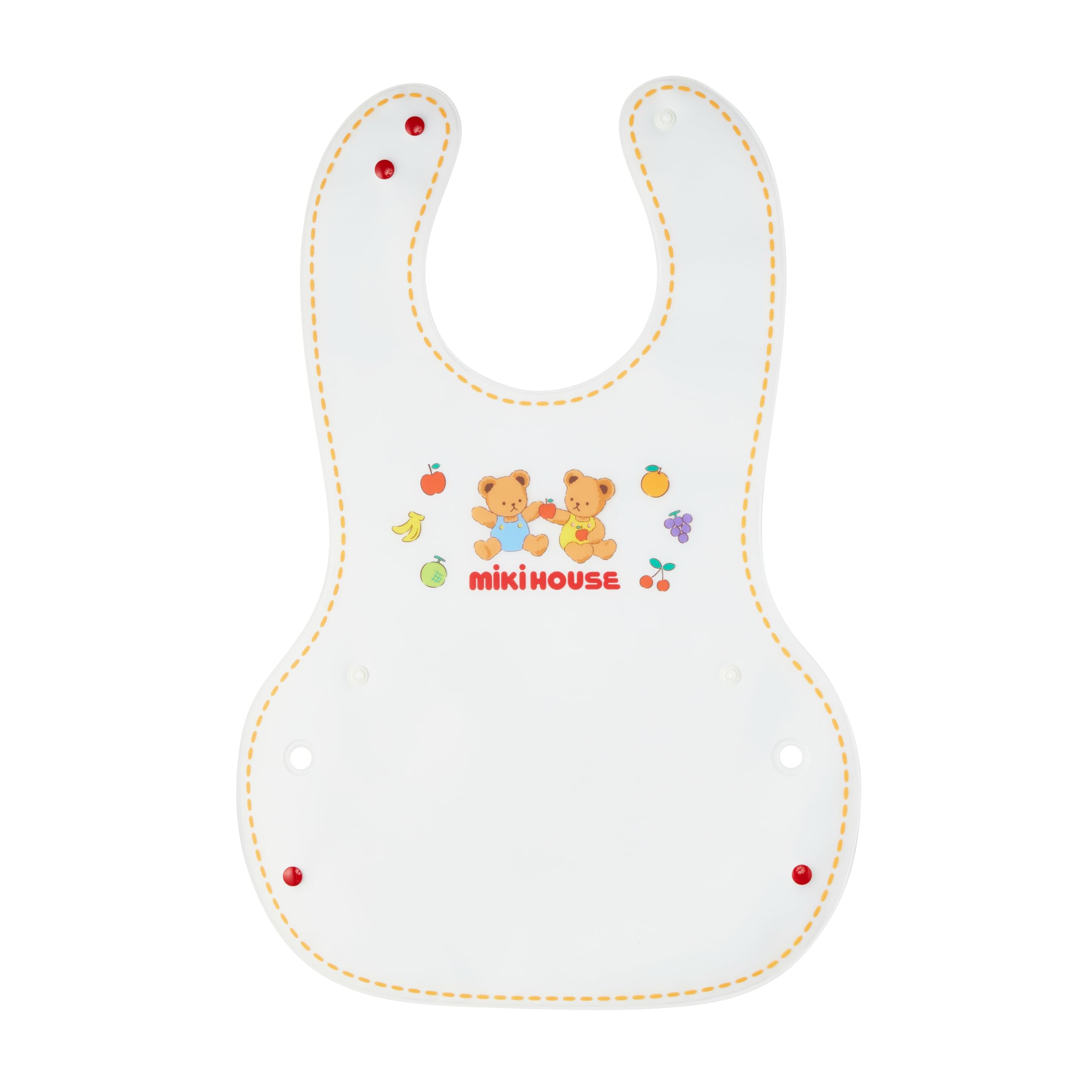 

MIKI HOUSE Фартук для обеда с мишкой Сделано для мальчиков и малышей Белый слюнявчик/дизайн для еды, Япония, для девочек, подарок, детская одежда, 40-2940-148, белый