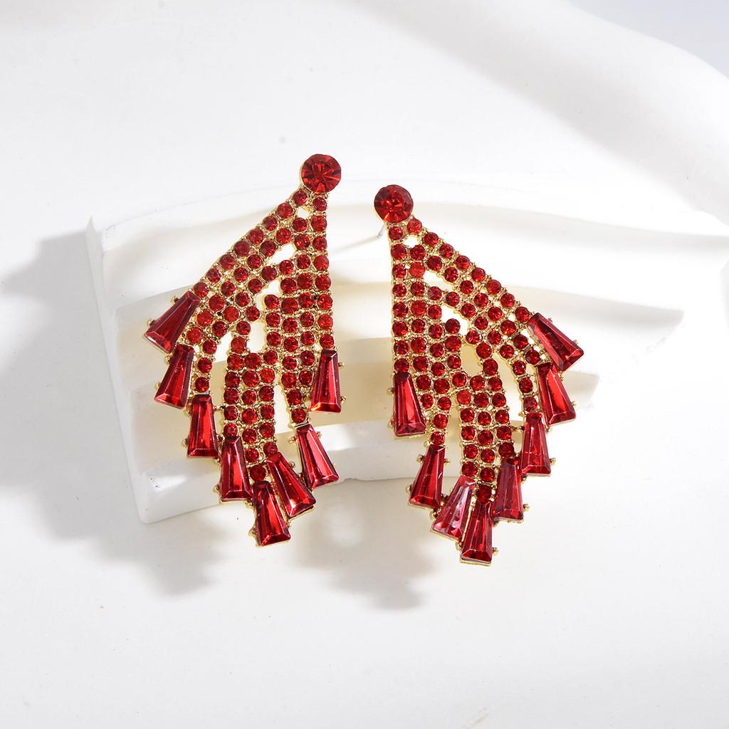 Earrings Jewelry Exaggerated Full Rhinestone Tassel For Women Summer