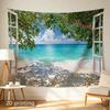 2D Flat, 1pc 2D Printed Tapestry, Large/Small Size, Open Door to Tropical Beach View, Aesthetic Wall Decor, Home Decor, Not Emitting Light, Suitable f