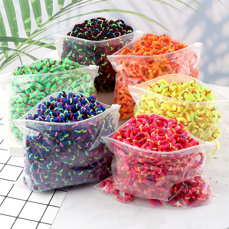 50/100PCS/Set Kids Colorful Hair Bands Fluorescent Colors Girls Cute Elastic Headband Children Hair Rope Hair Accessories Holder