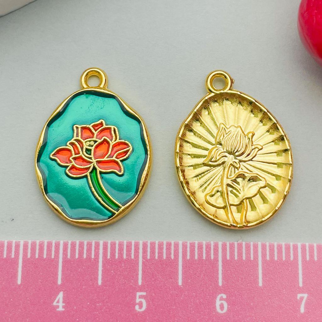 Ancient Gold Enamel Oil Drop Pendant Tulip Rose Lily Diy Bracelet Necklace Jewelry Accessories