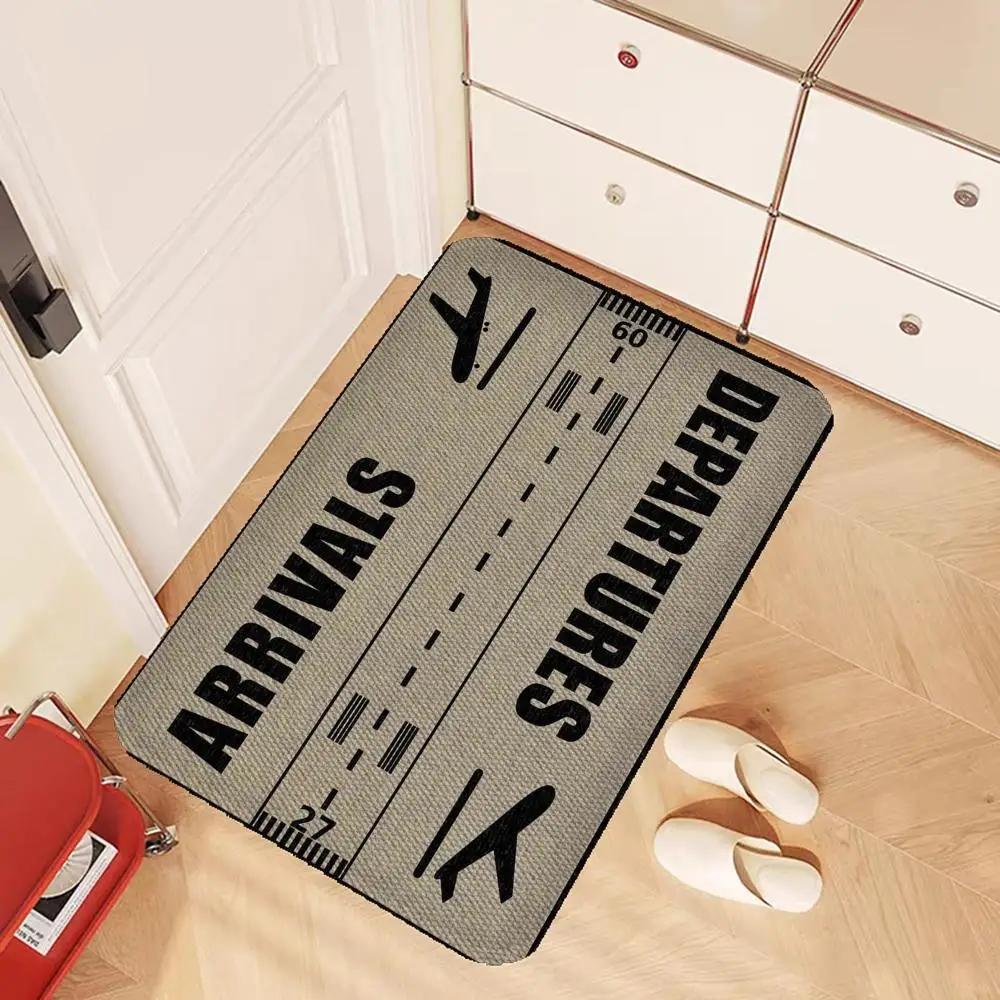 Aankomst en Vertrek Vlucht Luchthaven Deurmat Wasbaar Antislip Woonkamer Bank Stoelen Vloerkleed Keuken Deurmat Vloerkleed 40x60cm