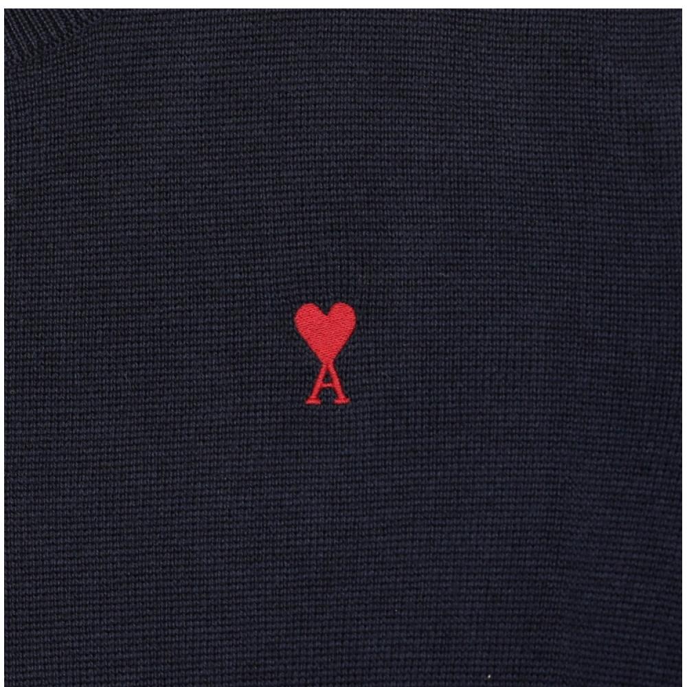 Ami Men S Knit Small Heart Logo   hkS826 001 414