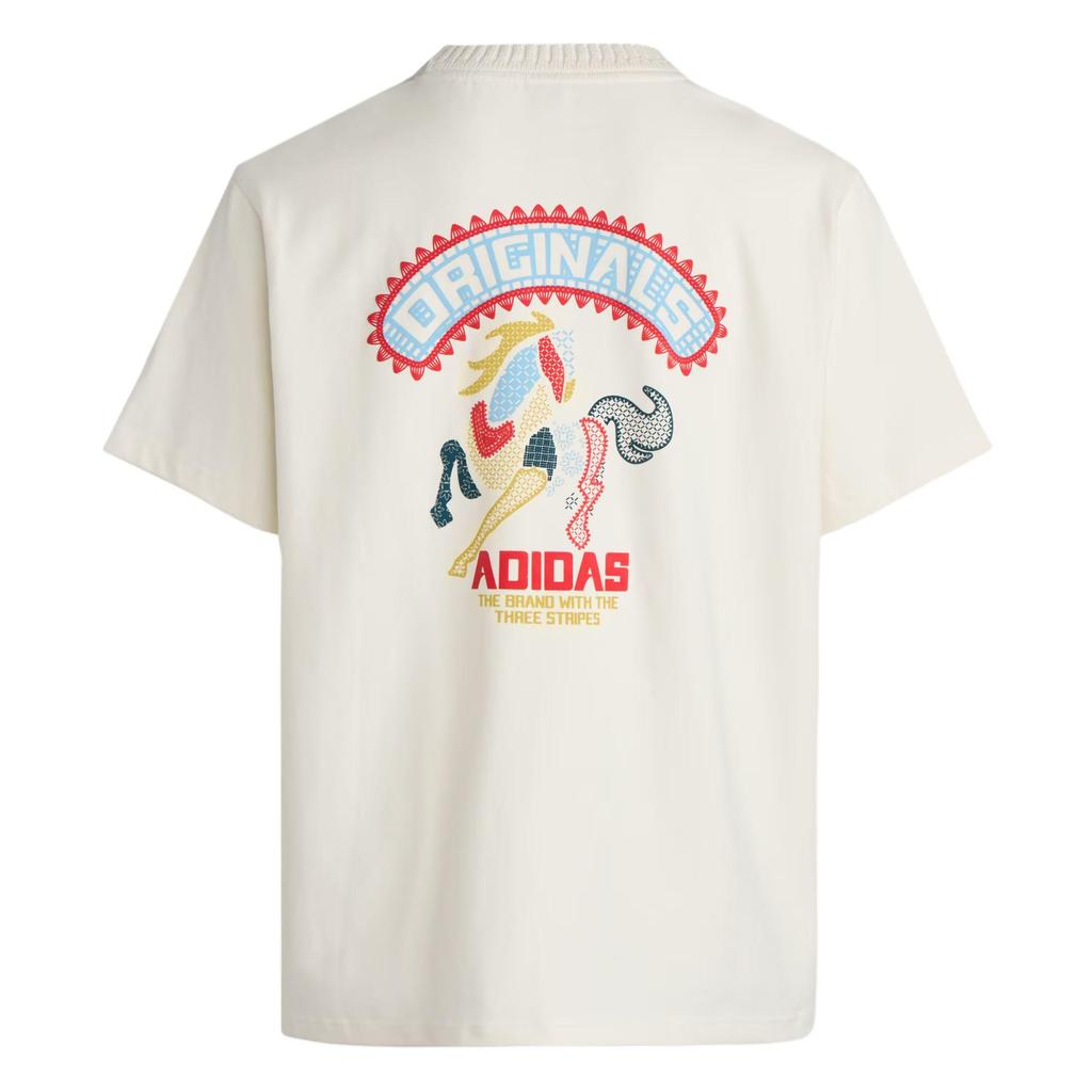 adidas Originals LNY Horse Graphic Regular Fit Crew Neck Short Sleeve T-Shirt Unisex Off White KT0713