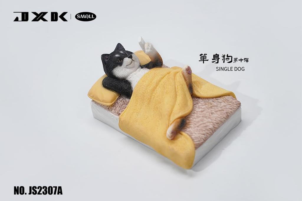 JXK Scale Bachelor Shiba Inu Miniature Dog Goodnight Shiba Magnetic Refrigerator Sleeping Dollhouse Mini Dog Resin Model Birthday Fully Assembled 1/6