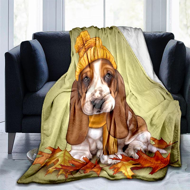 1PC Dog cute printed blanket, all season lightweight home office outdoor nap multifunctional blanket A3